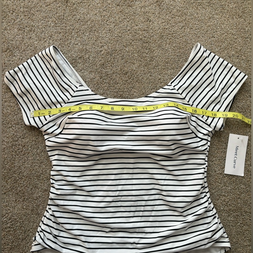 NWT MEET CURVE Black and White Stripes One Piece Swimsuit Size XL - Picture 6 of 8